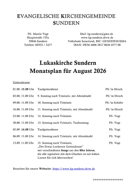 Monatsplan Lukaskirche Juni 2026
