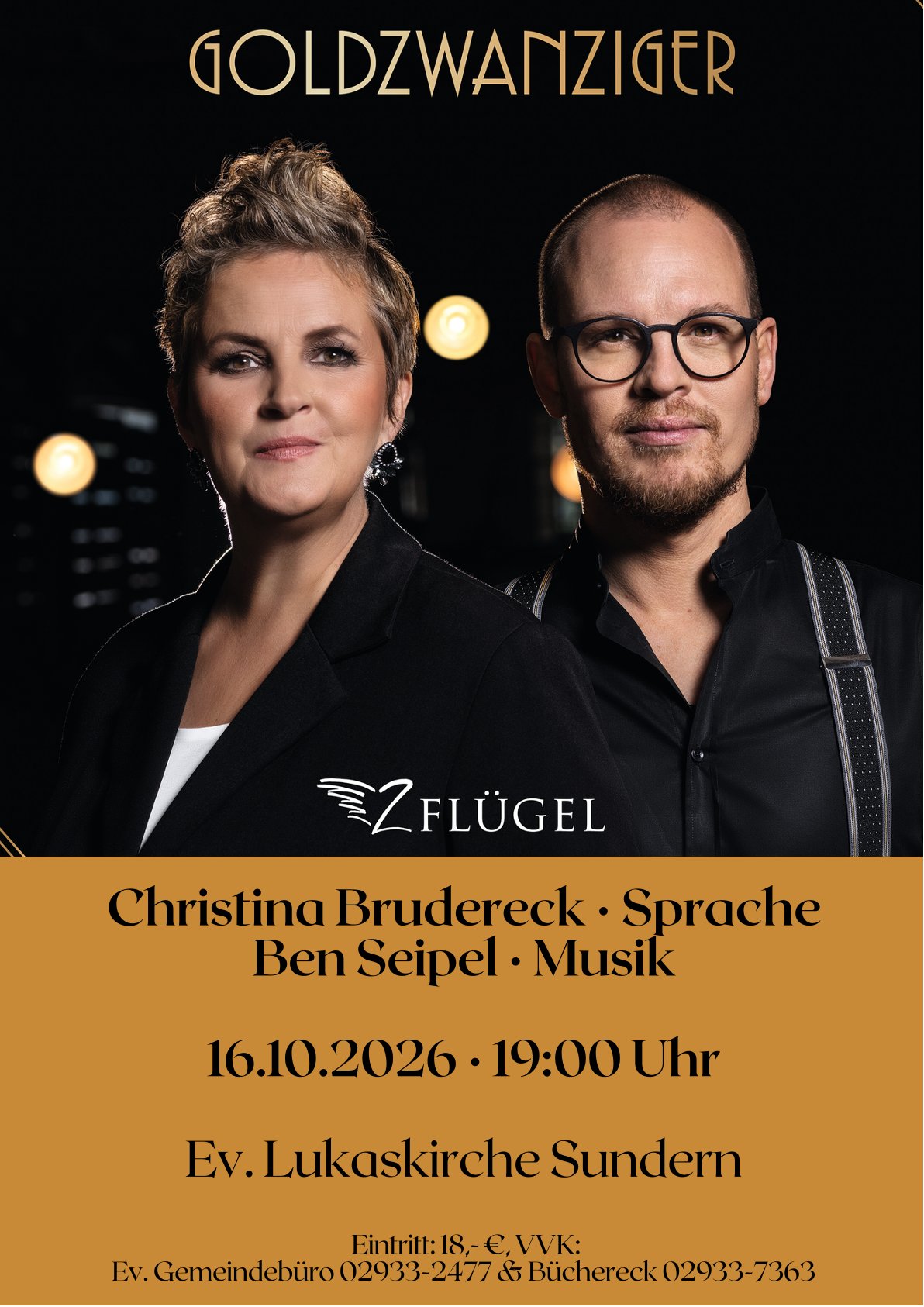 Plakat: 2 Flügel - Goldzwanziger am 16.10.26