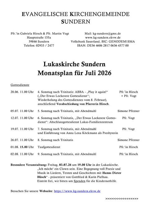 Monatsplan Lukaskirche Juni 2026