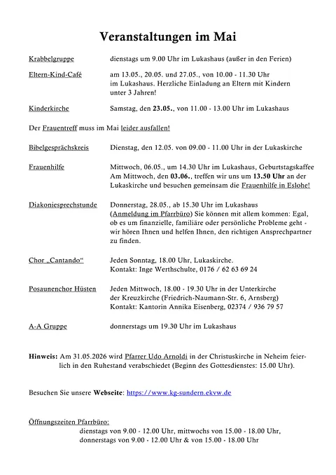 Veranstaltungen im Februar