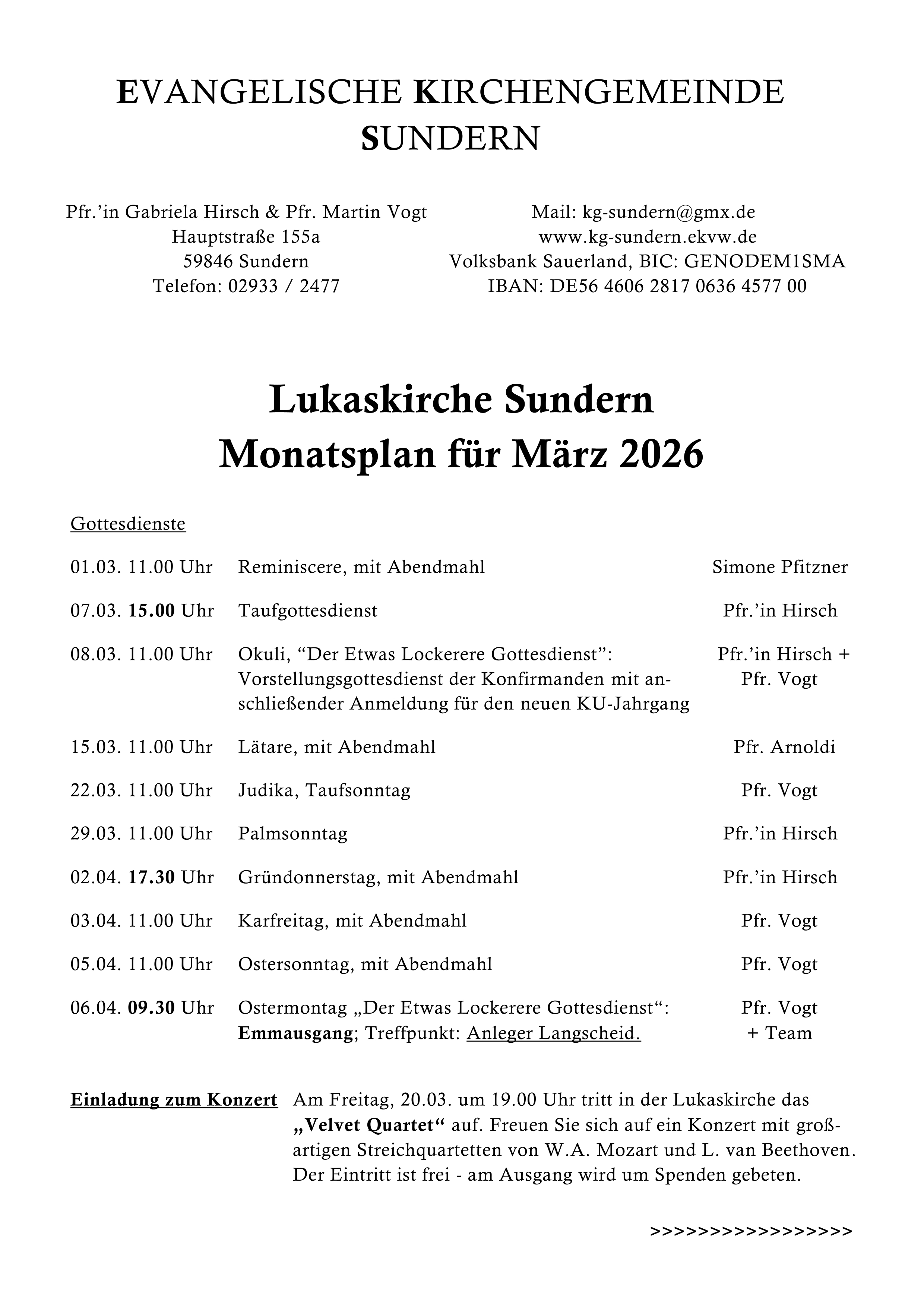 Monatsplan Lukaskirche Februar 2026