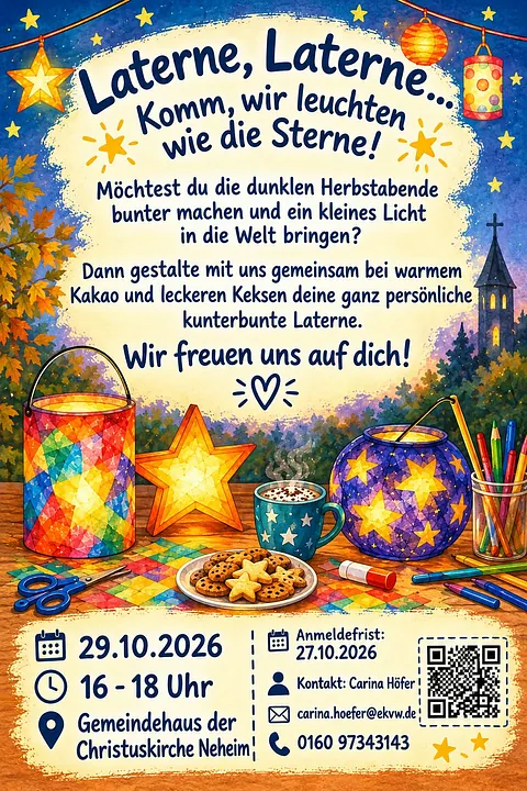 Laterne Basteln am 29.10. in der Christuskirche Neheim