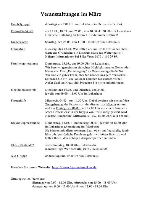 Veranstaltungen im Februar