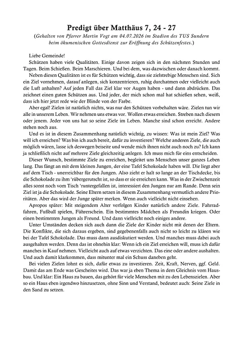 Predigt vom 11. Januar 2026