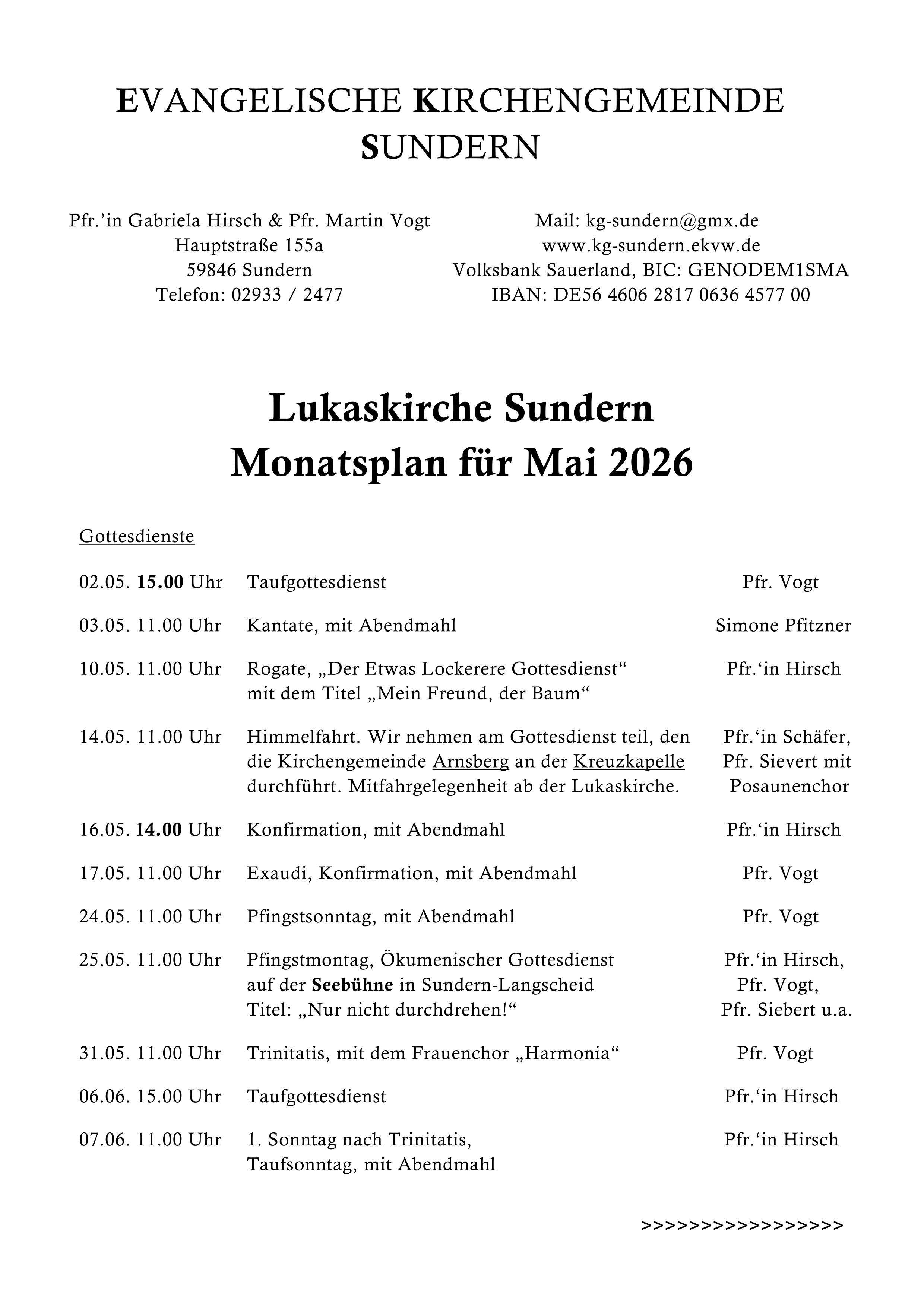 Monatsplan Lukaskirche Februar 2026